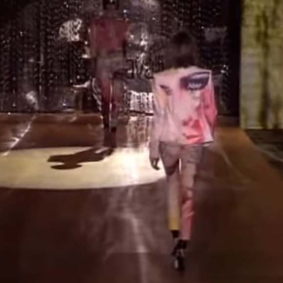 Roberto Cavalli Vintage 2001 Blue & Pink Eyes Printed Blazer Jacket 🩵 - Picture 9 of 15